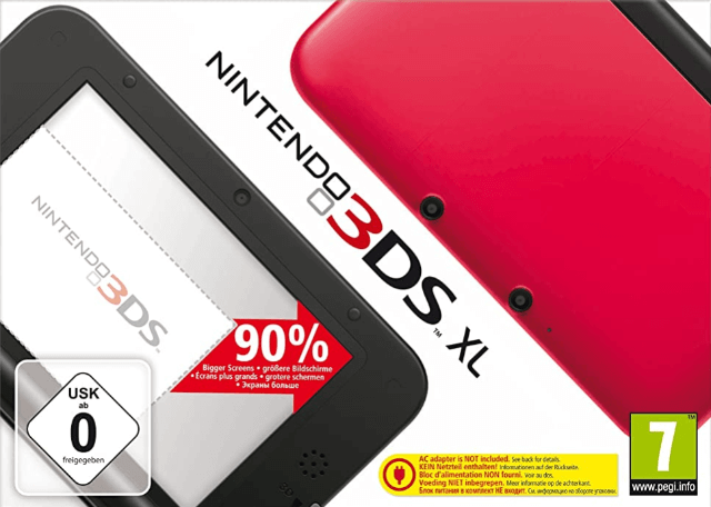 Nintendo 3DS LL Red + Black box art for Nintendo 3DS
